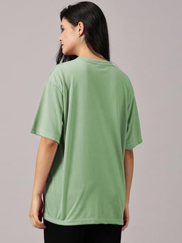Image of RodZen Oversized Fit Half Sleeves Round Neck Textured Polycotton T-Shirt for Women /Girls (Pack of 2)
