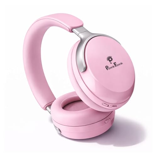 Image of PunnkFunnk Bass Over-Ear Bluetooth Wireless Headphones with Deep Bass, 40mm Drivers, Built-in Mic, Foldable Design, Soft Cushioned Ear Cups, AUX & TF Support for Music, Gaming & Calls (Pink)