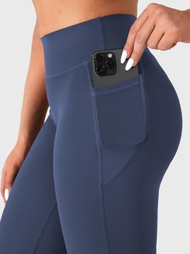 Image of YEOREO Ease Workout Leggings with Pockets for Women No Front Seam Straight Leggings High Waist Wide Leg Yoga Pants 29 inch / 31.5 inch
