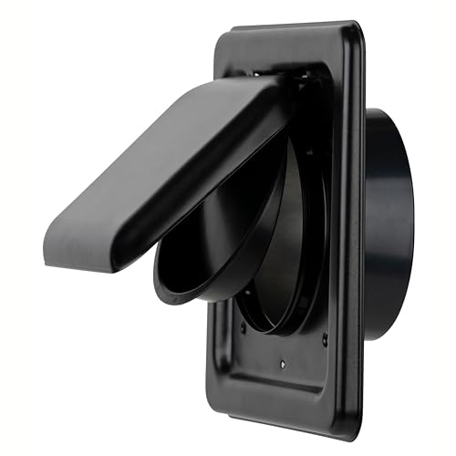 Image of NO-PEST VENT Dual Door Dryer Vent Cover 4 Inch Outdoor, Made in USA, Highest UV-Resistant Plastic, No Lint-Collecting Screen (Onyx, 4 inch Metal Vent With Collar)