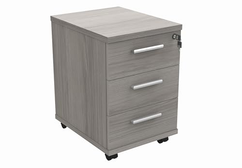 office hippo Strapazierfähiger Rollschrank mit 3 Schubladen, beweglicher Büroschrank mit abschließbarem Stauraum, Holz, Graue Alaska-Eiche, 40,4 x 50 x 59,5 cm office hippo Strapazierfähiger Rollschrank mit 3 Schubladen, beweglicher Büroschrank mit abschließbarem Stauraum, Holz, Graue Alaska-Eiche, 40,4 x 50 x 59,5 cm