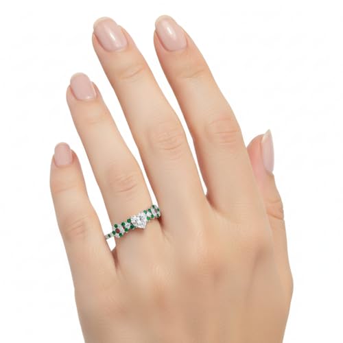 Image of Choose Your Gemstone Beautiful XO Design Diamond CZ Ring 925 Sterling Silver Heart Shape Side Stone Engagement Rings Lightweight Office Wear Everyday Gift Jewelry US Size 4 to 12