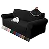 Lurka stretch loveseat sofa slipcovers 1 piece couch covers for sofa furniture protector full sofa covers with elastic bottom for kids and dog medium black  urban country home decor