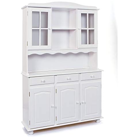 Inter Link - Vitrinenschrank - Küchenschrank - Geschirrschrank - Esszimmerschrank - Vitrine - Standvitrine - Landhausstil - Kiefer Massivholz Cover