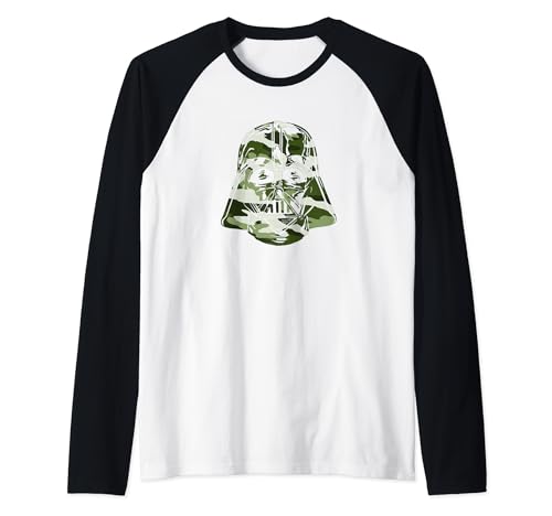 T-shirt Star Wars Dark Vador Raglan Camouflage Vert Idéal pour Sorties Geek et Streetwear
