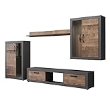 trendteam smart living Wohnzimmer Anbauwand Wohnwand Wohnzimmerschrank Jazz, 295 x 188 x 40 cm Eiche Tabak, Matera mit viel Stauraum