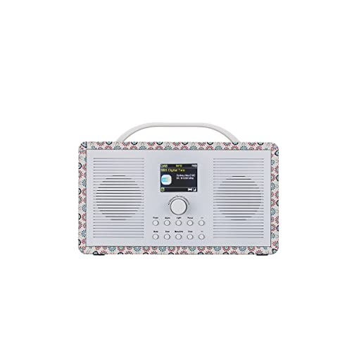 ALANO Radio FM/DAB+Radio/Bluetooth/AUX IN dab radio digital, radio dab portátil con pantalla TFT 2.4 en color y modo de alarma dual, radio dab en diseño retro para jardín y cocina (patrón floral)