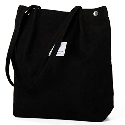 Image of Corduroy Tote Bag Cute Tote Bags for Women Shoulder Bag with Inner Pocket for Work Beach Travel and Shopping Grocery
