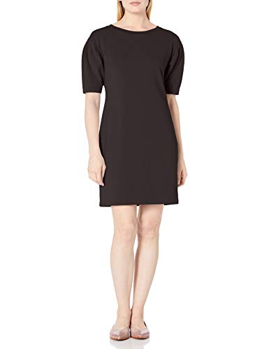 Amazon Brand - Daily Ritual Women's Relaxed Fit Terry Cotton and Modal Pleated-Sleeve Sweatshirt Dress, Black, XX-Large