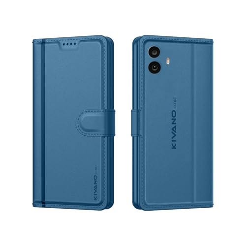 Image of KIVANO LUXE Compatible for CMF by Nothing Phone 1 5G Luxury Handmade Leather Magnetic Flip Folio Case | Card Holder & Kickstand | Slim Protective Cover | Unisex - Blue
