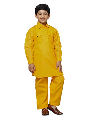 Image of Pro-Ethic Style Developer Kids Ethnic Wear Cotton Pathani Suit for Boys|Plain Kurta Pajama