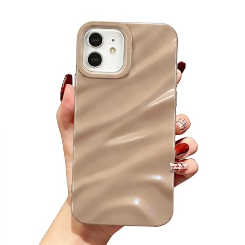 Coque iPhone 11 silicone antichoc en vague marron, protection souple