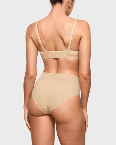 Image of INLYRIC Women's Inbarely Soft Full Briefs - Mid Waist Underwear Breathable Stretch Tagless Ladies Panties 3 Pack