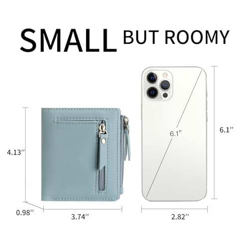 Image of GOIACII Small Women's Wallet Compact Bifold Credit Card Holder Mini Ladies Purse with 2 Zipper Coin Pockets