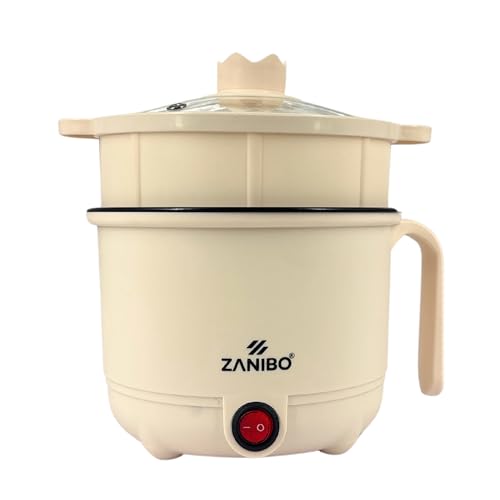 Image of Zanibo Multipurpose Electric Kettle 1.5L | Noodles Cooker & Egg Steamer | Boil, Steam, Fry, Saute | Multi Cooker Kettle for Water, Milk, Tea, Soup, Coffee, Noodles, Rice, 220 Volt , 1-Year Warranty (Cream)