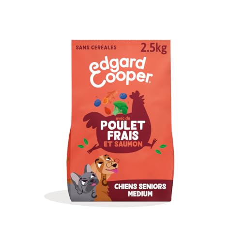 Edgard & Cooper Croquettes Chien Senior, (Poulet & Saumon, 2.5kg), Viande et poisson frais et protéines de qualité, Vrais ingrédients pour chiens,...