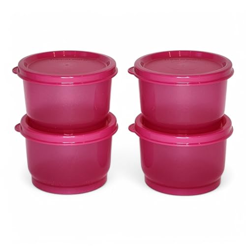 Tupperware Snack Cups Set of 4 Pink with Matching Seals (4 ounces each)