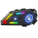 Helmet Bluetooth Headset with RGB Lights for Riders, Helmet Speakers with Dual Mics, Hands Free...