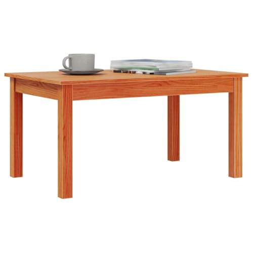 Table basse marron ciré 80x50x40 cm table de salon stable en bois - 6