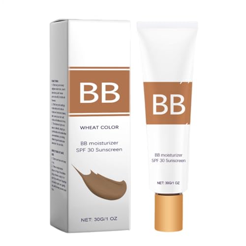 Crema hidratante BB, crema hidratante con color BB Cream con SPF 30, base de cuidado con color BB, base en crema BB con color ligera, cobertura total de 30 g para una piel brillante