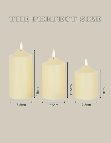 Velas LED de cera real Curator Home Wax pack de 3 con base impermeable 5