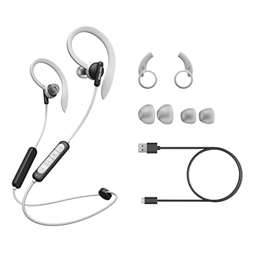 Philips Casque de Sport sans Fil avec Microphone/Casque de Sport et de Fitness/Résistant à la Transpiration, Moniteur de Fréquence Cardiaque, Charge Rapide/Écouteurs TAA4205BK/00