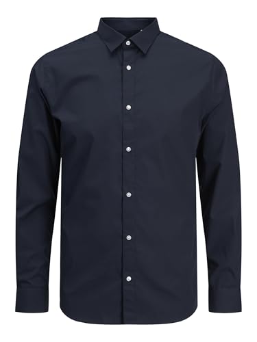 Chemise Jack & Jones homme XXL manches longues coton uni bleu marine
