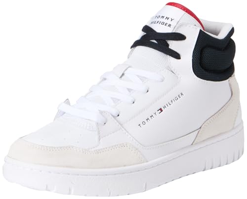 Tommy Hilfiger Basketball Sneaker Hombre Core Midcut, Blanco (White), 44 EU