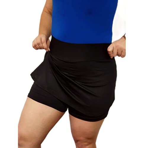 Shorts Saia Moda Feminina Academia Treino Fitness Vinha Fashion Em Tecido Suplex (PRETO, G)