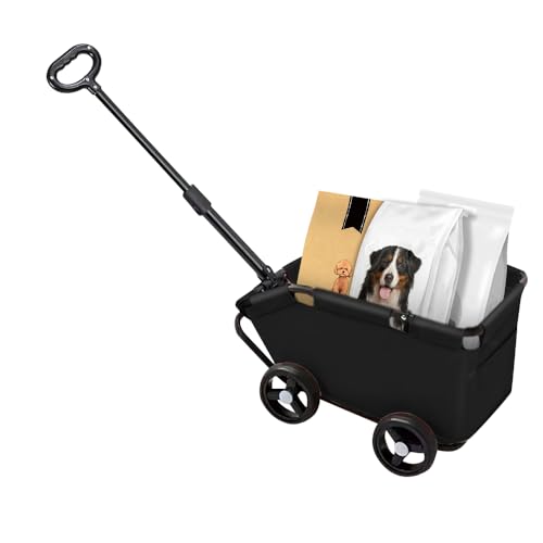 Passeggino per animali da compagnia, passeggino per cani, pieghevole a 4 ruote, con asta di spinta regolabile, per cani e gatti in miniatura fino a 10 kg