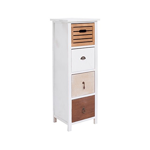 Rebecca SRL Kommode Schubladenschrank Schubladenkommode Sideboard mit 4 Schubladen, aus Paulownienholz, Mehrfarbig, im… – Bild 4