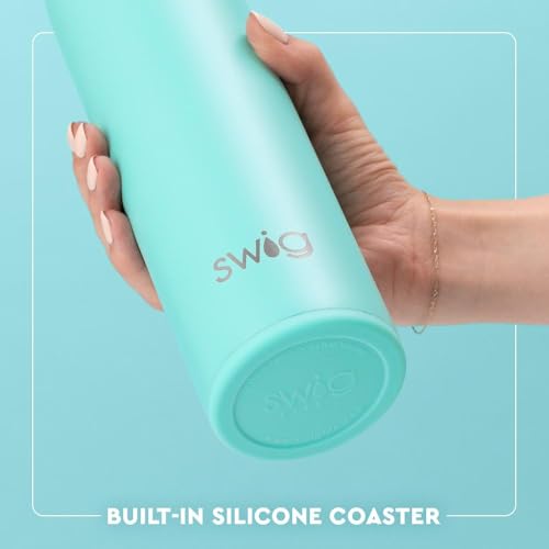 Swig Life 26oz Insulated Water Bottle, Travel Water Bottle with Straw and Lid, Cup Holder Friendly Bottles, Stainless Steel 26 oz Tumbler, Reusable Lid (Blue Lagoon) - Thumbnail 5