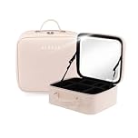 SENSSE Glow Up Case LED Makeup Travel Case with Mirror – Cosmetic Organizer with Adjustable Light, 3 Lighting Modes, Touch Dimmable HD Mirror, Rechargeable 2000mAh Battery & Adjustable Compartments