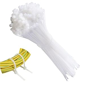 Vinabo Fascette Elettricista Nylon Cavi Stringicavo 200 x 2,5 mm, Fascette Stringicavo per Piante, Fascette Plastica per Cablaggio, 110 Pezzi, Bianco