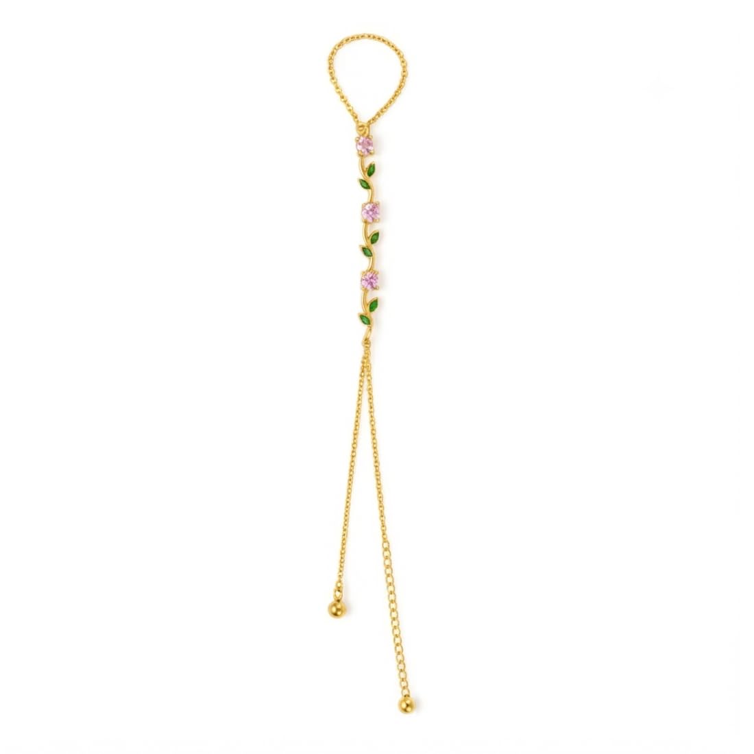 Tulip Bracelet with Stones, Green Leaf Accents, and Elegant Gold Chain – Romantic Floral Jewelry for Women, Perfect for Weddings, Parties, and Everyday Fashion Statement-image-19