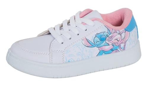 Chaussures de sport Disney Stitch pour enfants, adolescents et adultes - Chaussures blanches avec lacets Stitch & Angel - Baskets à lacets, bleu, 34 EU