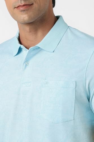 Image of Peter England Men's Cotton Abstract Print Polo T-Shirt - Casual Wear | Stylish & Breathable