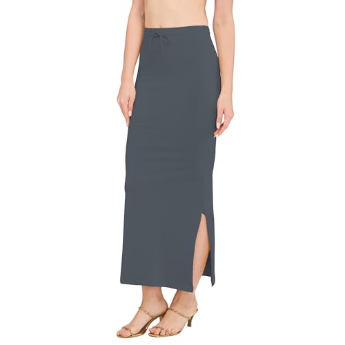 Image of DESI GIRL Cotton Lycra Stretchable Saree Shapewear Petticoat with Drawstring for Women | Fishcut Saree Petticoat with Side Slit for Easy Movement | Saree Shaper | Long inskirt