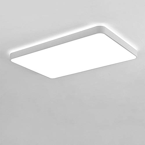 RREN Lámpara de Techo LED, Moderno nórdico Rectangular de Techo de luz, 6cm Ultrafina 360° Surround Top Iluminación, L90 * W58 * H6cm 88W luz Blanca/Caliente de la luz/Regulable Tres Opciones Cover