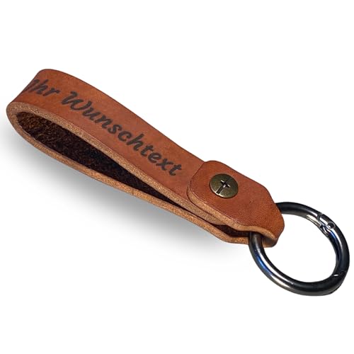 SCHWEGLER.online Schlüsselanhänger Leder personalisiert 4 mm braunes Rindsleder handgefertigt mit individueller Gravur