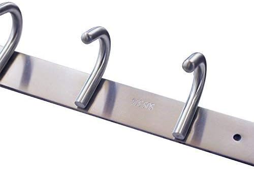 Miniatura 5 de Perchero con 8 ganchos redondos, montado en la pared moderno de alta calidad, ultra duradero con construcción de acero sólido, acabado de acero