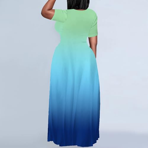 Image of PinkPatty Women's Plus Size Maxi Dresses Short Sleeve Sundress Summer T-Shirt Beach Long Dress with Pockets