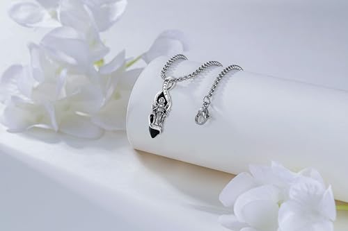 Hecate Necklace Hekate Triple Goddess Witches Pendant 925 Sterling Silver Healing Crystal Necklace Ancient Greek Mythology Hecate Witchcraft Moon Magic Amulet Jewelry for Women Men4