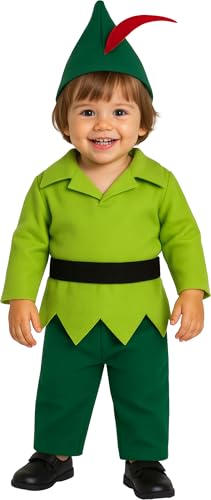 FIESTAS GUIRCA | Fantasia de arqueiro bebé (18-24 meses) - Camisa, cinto, gorro e calças - disfarces de contas, fadas e World Book Day para festas de disfarces - ideal para crianças pequenas - verde