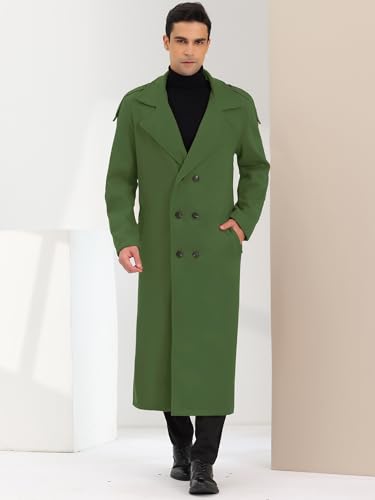 Image of Lars Amadeus Men's Winter Pea Coat Notch Lapel Double Breasted Solid Color Overcoat