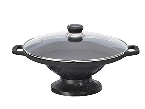 Rechaud Fogareiro Picanheira Ferro Fundido Tampa Vidro 36 Cm