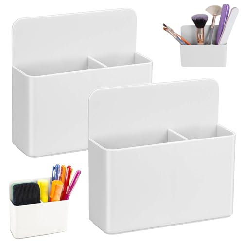 zorvixal 2 Piezas Bandeja para Pizarra Blanca, Portalápices Magnético con Compartimentos, Soporte Magnético para Bolígrafos el Frigorífico, Taquillas, Superficie Magnética, Pizarra Blanca (Blanco)