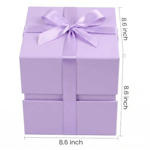 Image of LIFELUM Purple Gift Box for Birthday with Magnetic Lid, 8.6 inchx8.6 inchx8.6 inch
