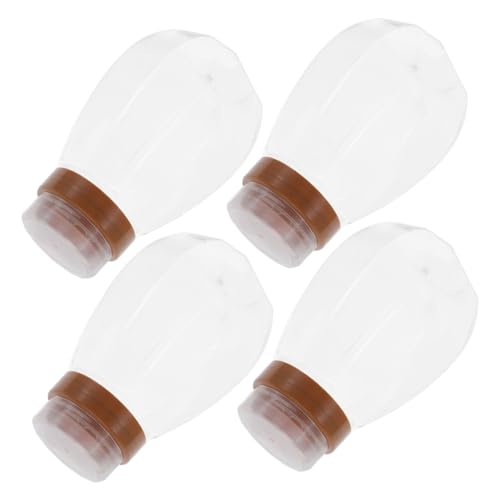 VICASKY 4pcs Clear Plastic Honey Bottles Refillable Storage Containers with Lids Leak Jars for Honey Syrup and Sauces Essentials