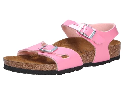 Sandales fille Birkenstock Rio candy pink avec double bride et maintien cheville ajustable